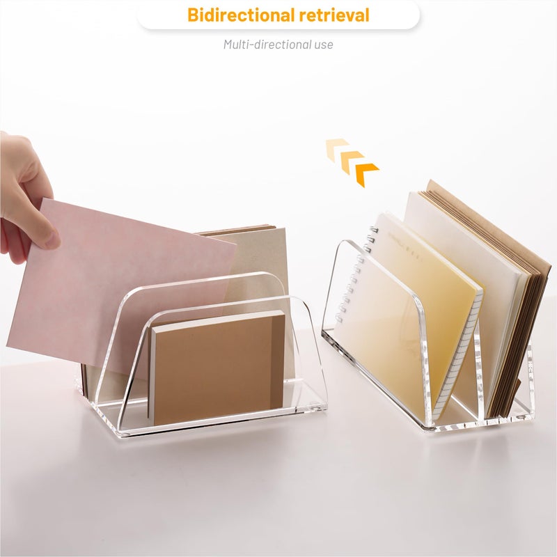 YUXUN Acrylic Mail Organizer for Desk, 2 Compartment Letter & Document Holder with Non-Slip Base, Small File Holders for Bills, Envelopes, Letters,Mails, Papers, Clear Office Supplies for School Home - Image 4